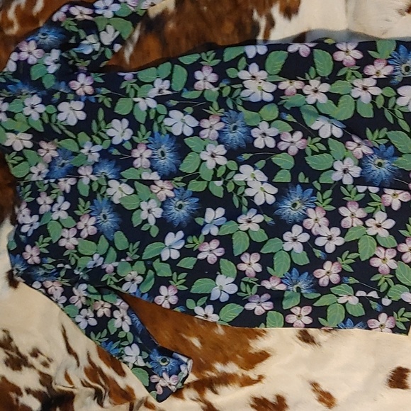 Karl Lagerfeld Floral Midi Dress - Black and Blue - Picture 4 of 5